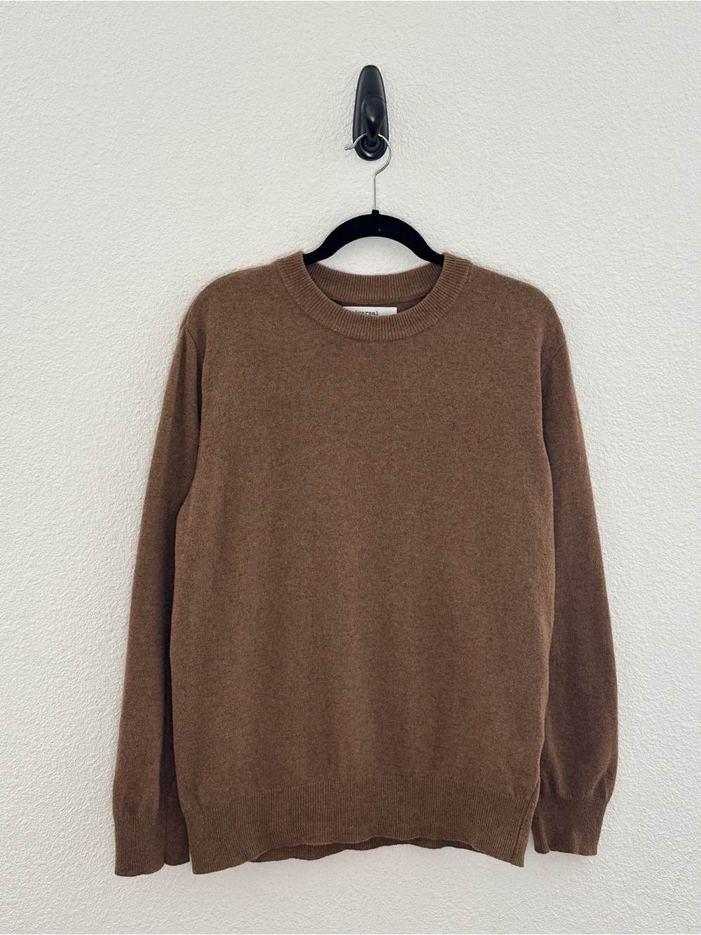 Universal Works Brown Wool Blend Crewneck Sweater Made in Portugal Minimalist S